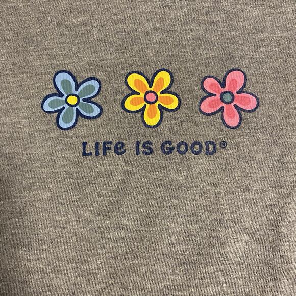 Life Is Good Gray Sweatshirt with Floral Design - Picture 2 of 9